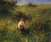 Ludwig Knaus Girl in a Field oil painting